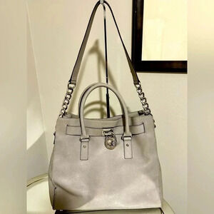 Gently Used MICHAEL KORS Light Gray Hamilton Leather Tote/Bag.